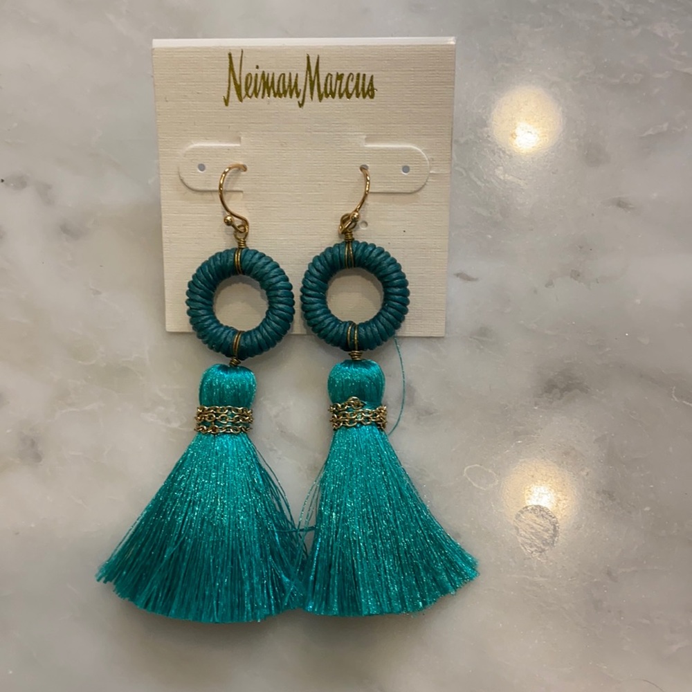 Green tassel earrings NWT
